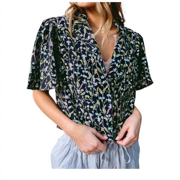 NEW CY FASHION day lily top in navy multi - Picture 2 of 3